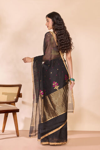 Black Woven Pure Silk Cotton Chanderi Saree thumbnail image number null