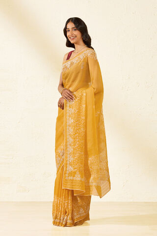 Yellow Tencel Embroidered Saree thumbnail image number null
