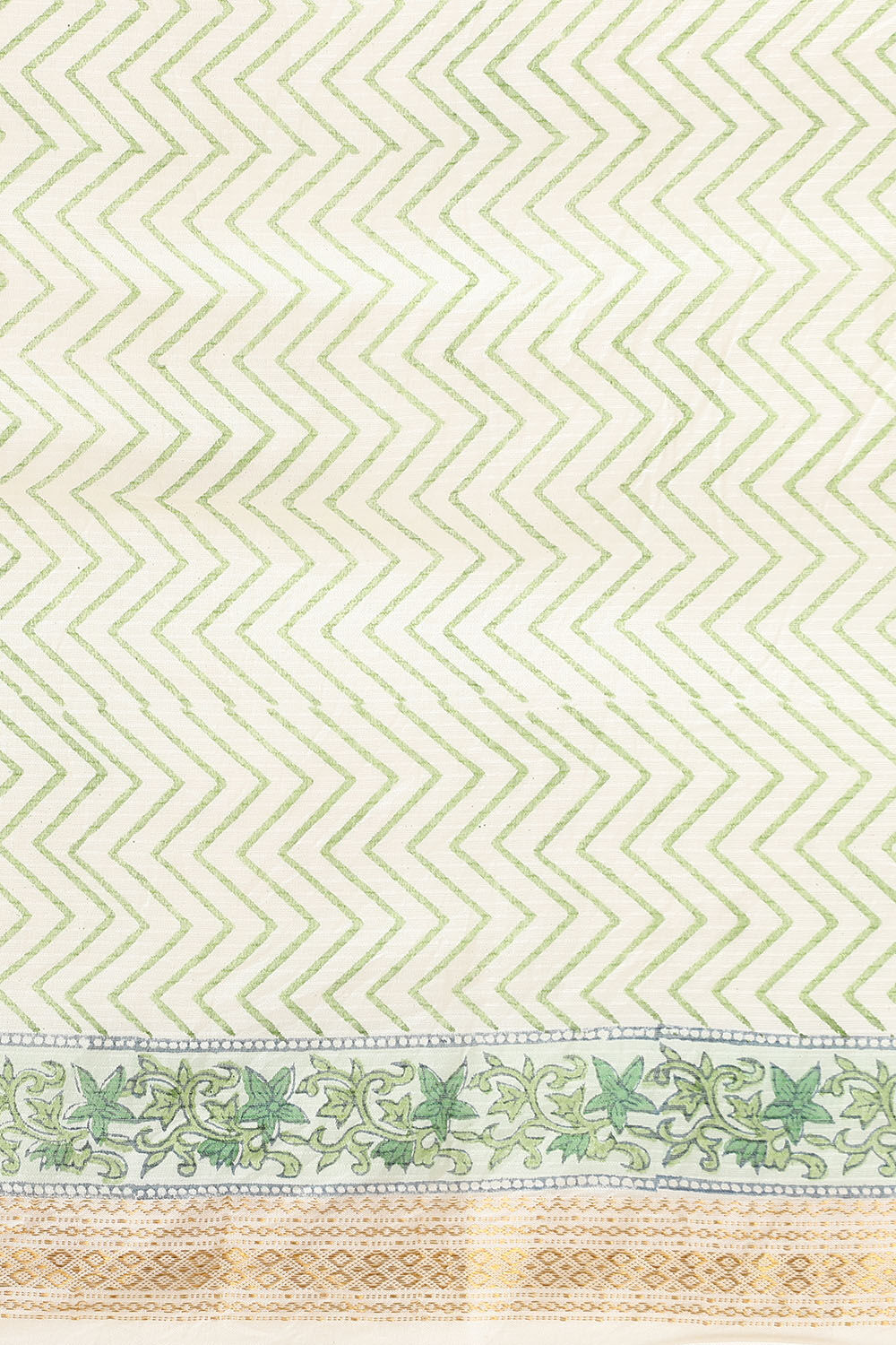 Off White Pure Silk Cotton Sanganeri Printed Saree image number null