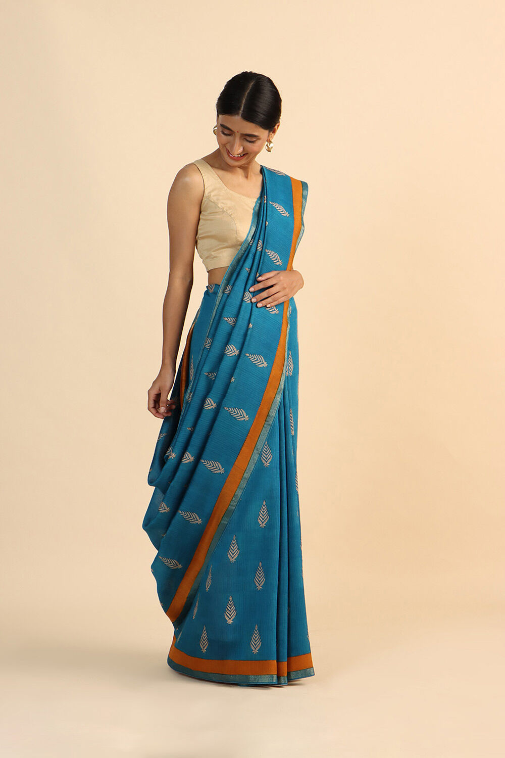 Blue Pure Tussar Vanya Printed Saree image number null