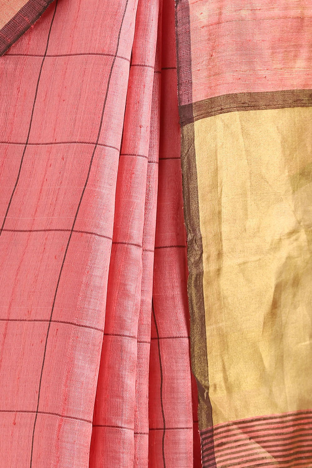 Light Pink Pure Tussar Silk Bhagalpuri Saree image number null
