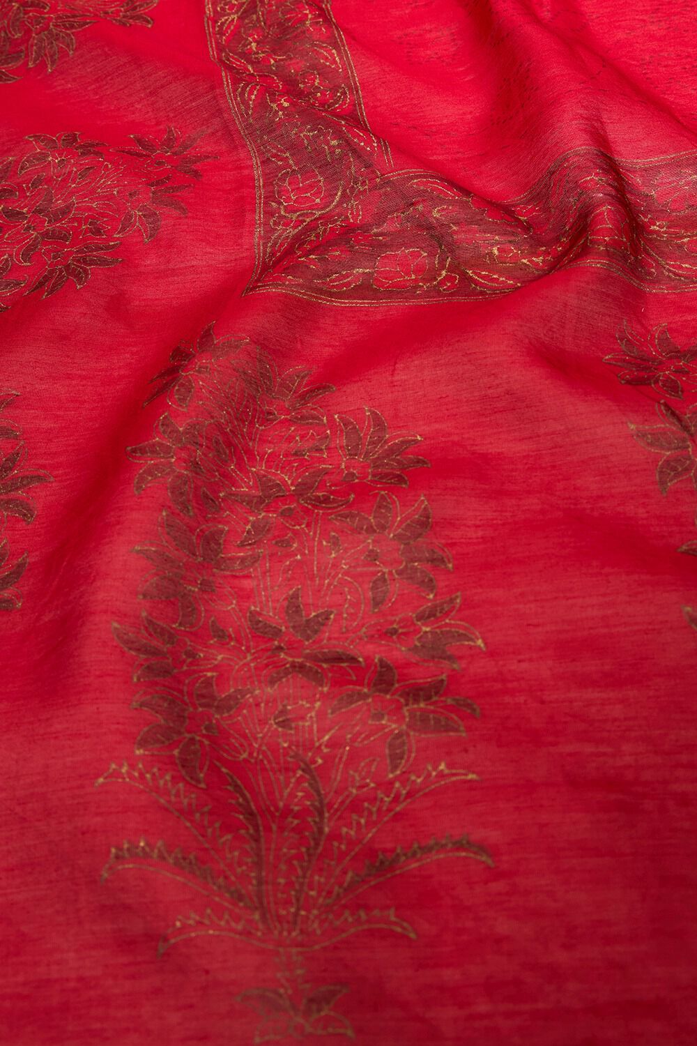Red Rajasthan Pure Silk Cotton Printed Sanganeri Saree image number null