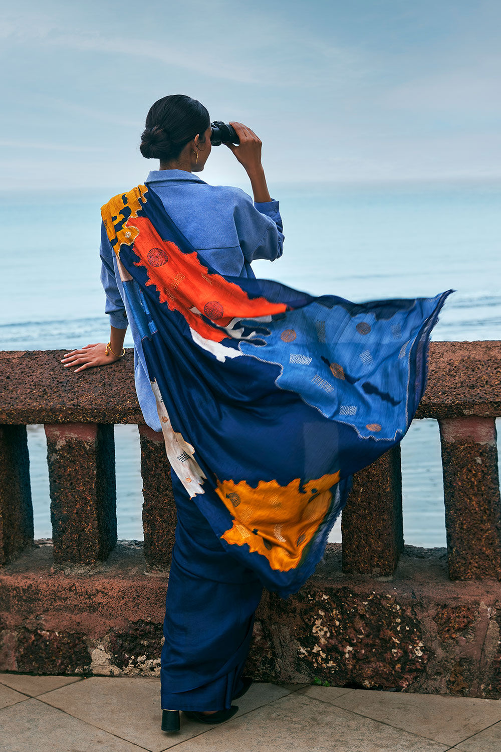 Blue Silk Batik Saree image number null