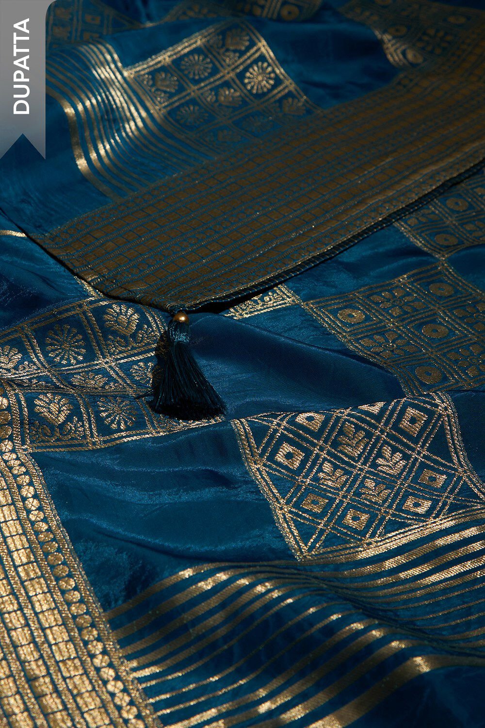 Dark Blue Woven Viscose Unstitched Suit Set image number null