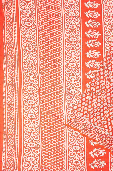 Orange Pure Cotton Sanganeri Printed Saree
