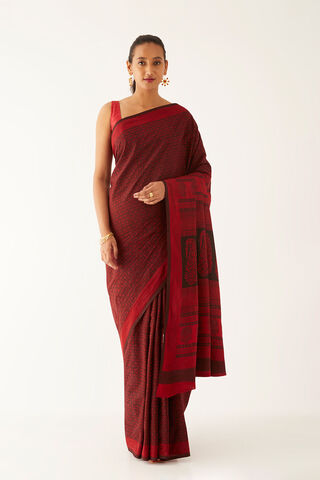 Red Pure Cotton Bagh Printed Saree thumbnail image number null