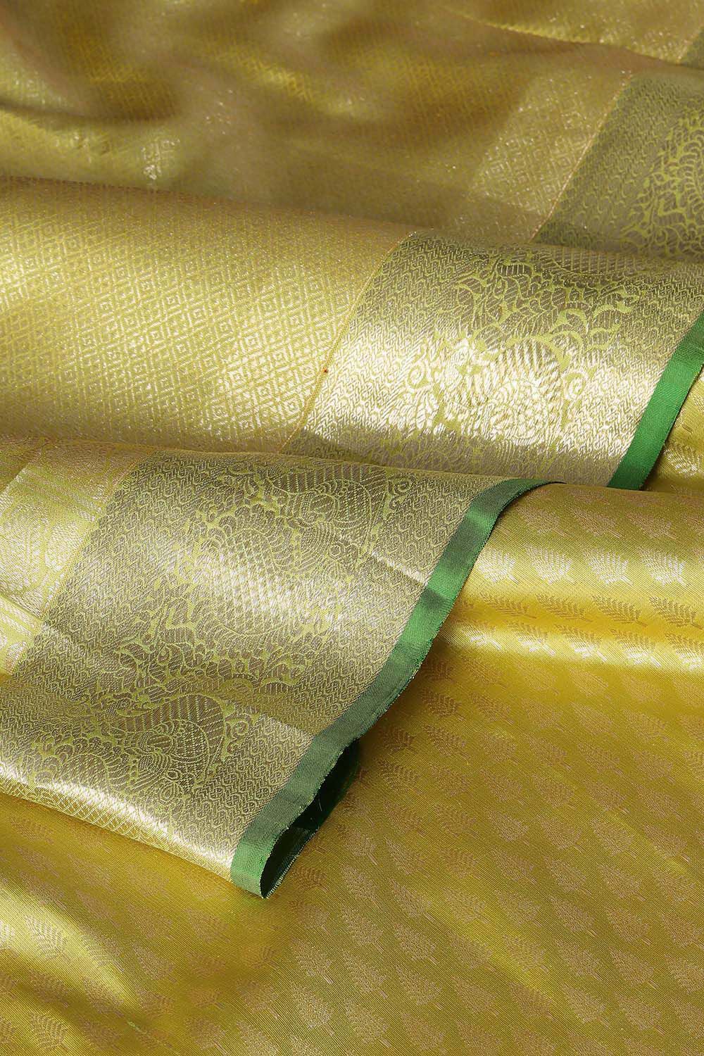 Light Yellow Pure Silk Kanjivaram Saree image number null
