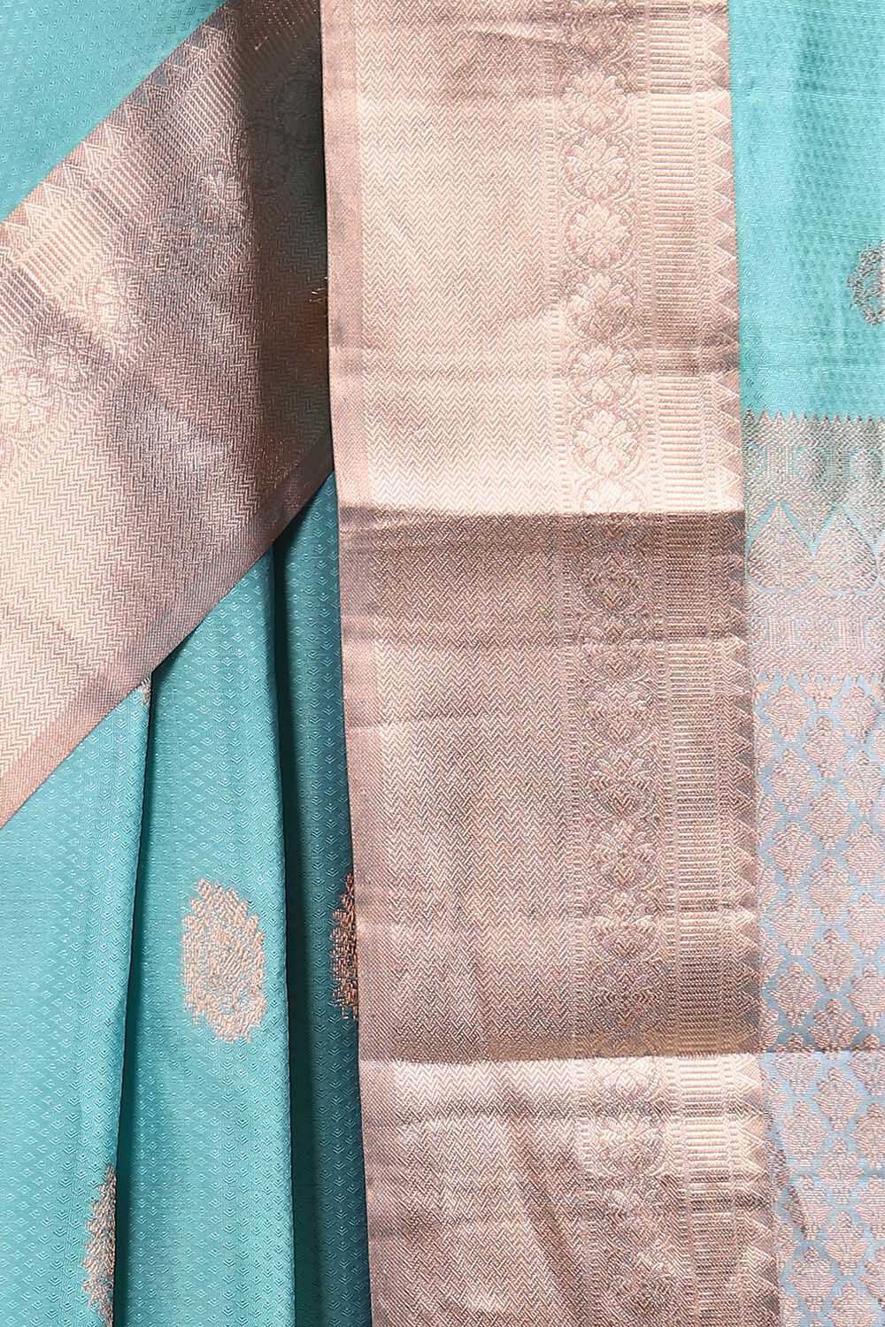 Light Blue Pure Silk Kanjivaram inspired Saree image number null
