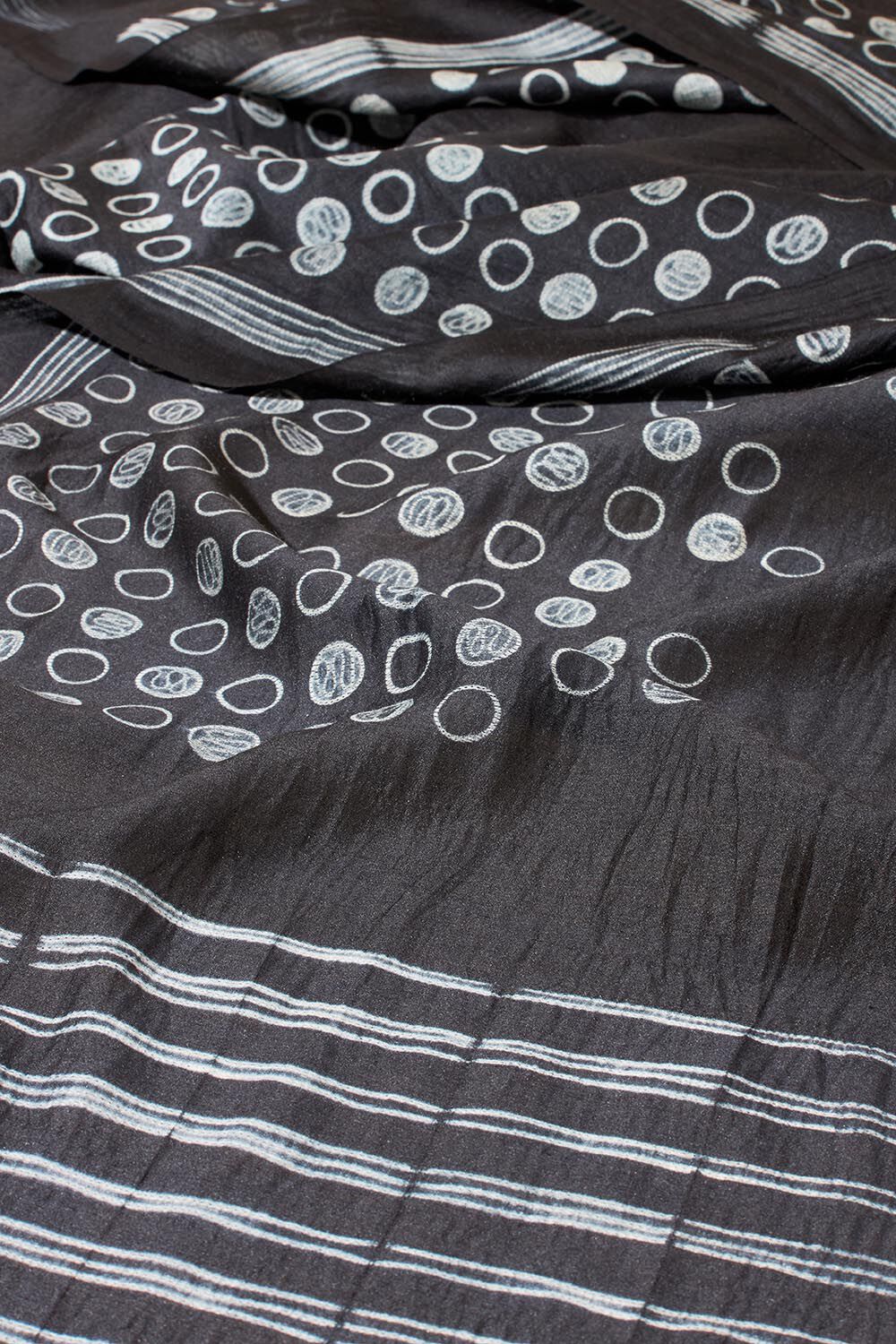 Black Rajasthan Muga Tie & Dye Shibori Saree image number null