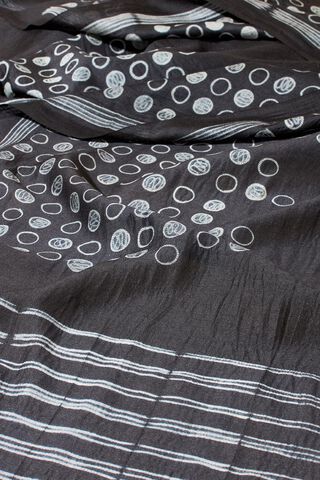 Black Rajasthan Muga Tie & Dye Shibori Saree thumbnail image number null