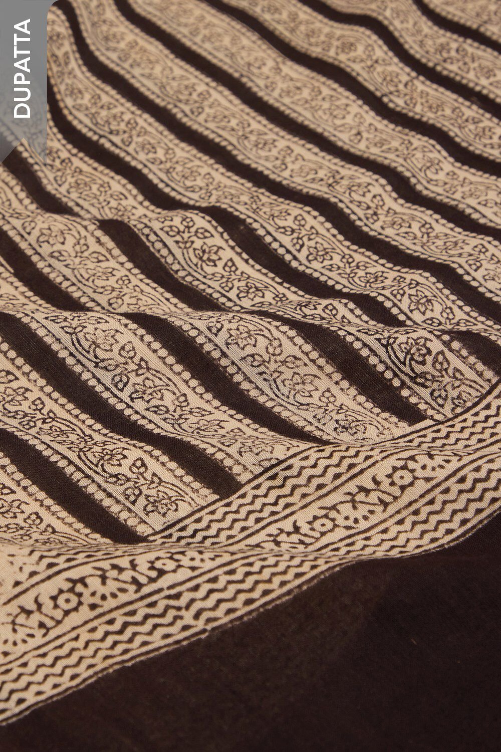 Black Bagru Block Printed Pure Cotton Unstitched Suit Set image number null