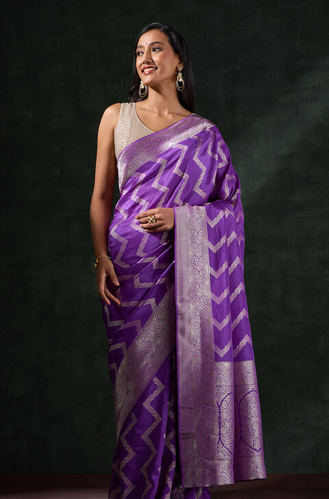 Purple Woven Viscose Saree
