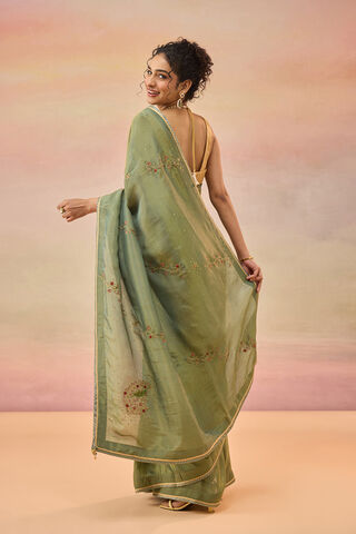 Green Viscose Tissue Embroidered Saree thumbnail image number null
