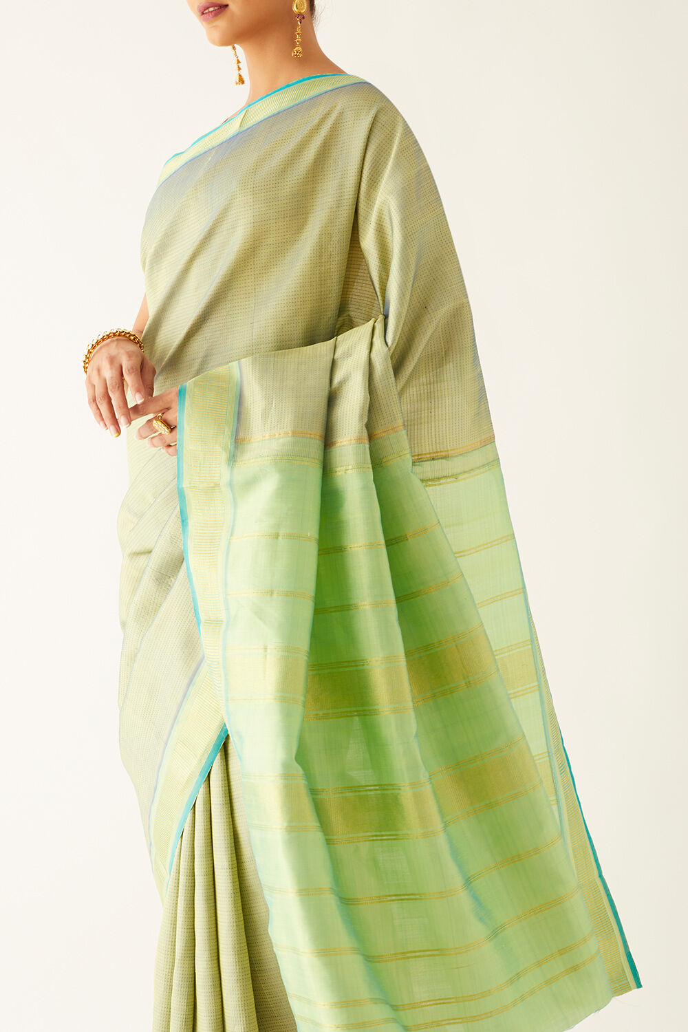 Light Green Pure Silk Kanjivaram Saree image number null