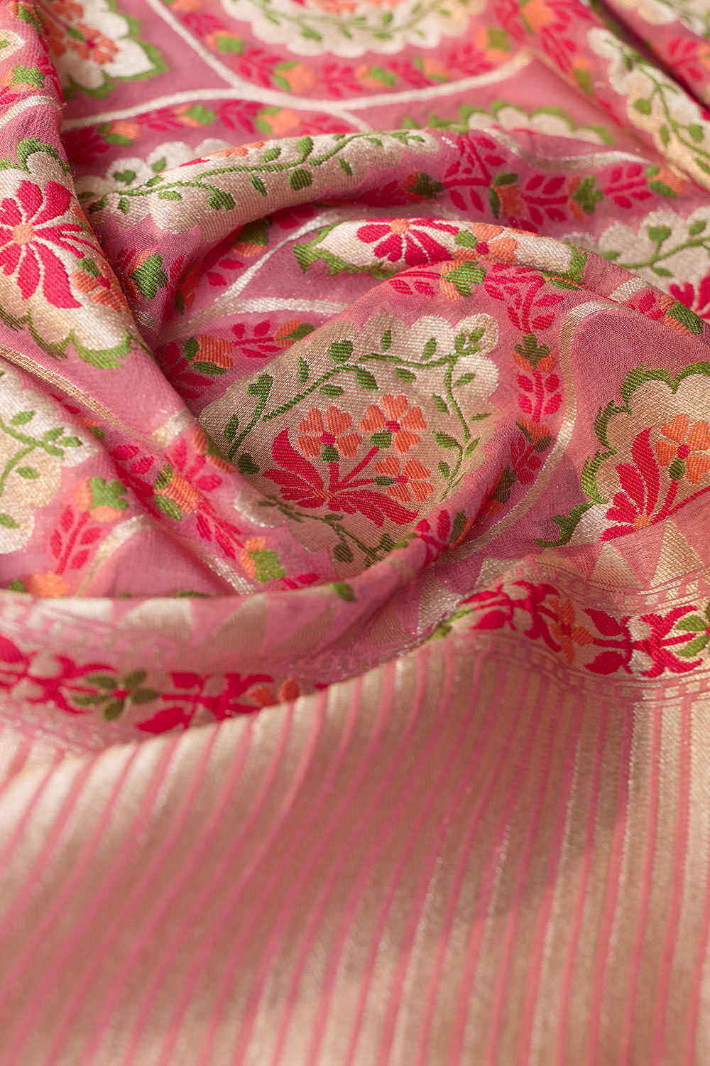 Pink Woven Viscose Georgette Saree image number null