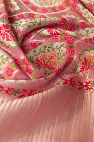 Pink Woven Viscose Georgette Saree thumbnail image number null