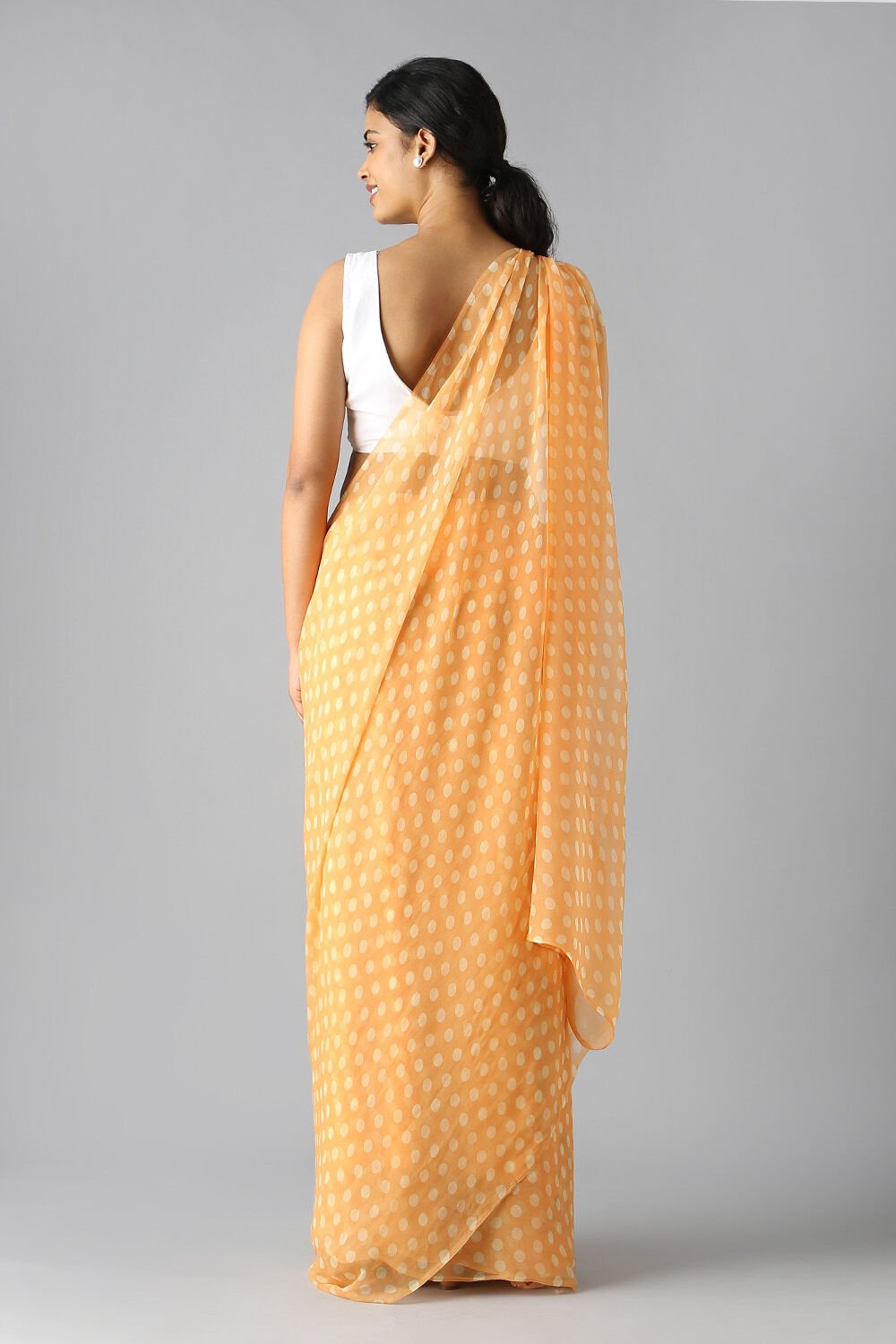 Light Orange Viscose Chiffon Digital Printed Saree image number null