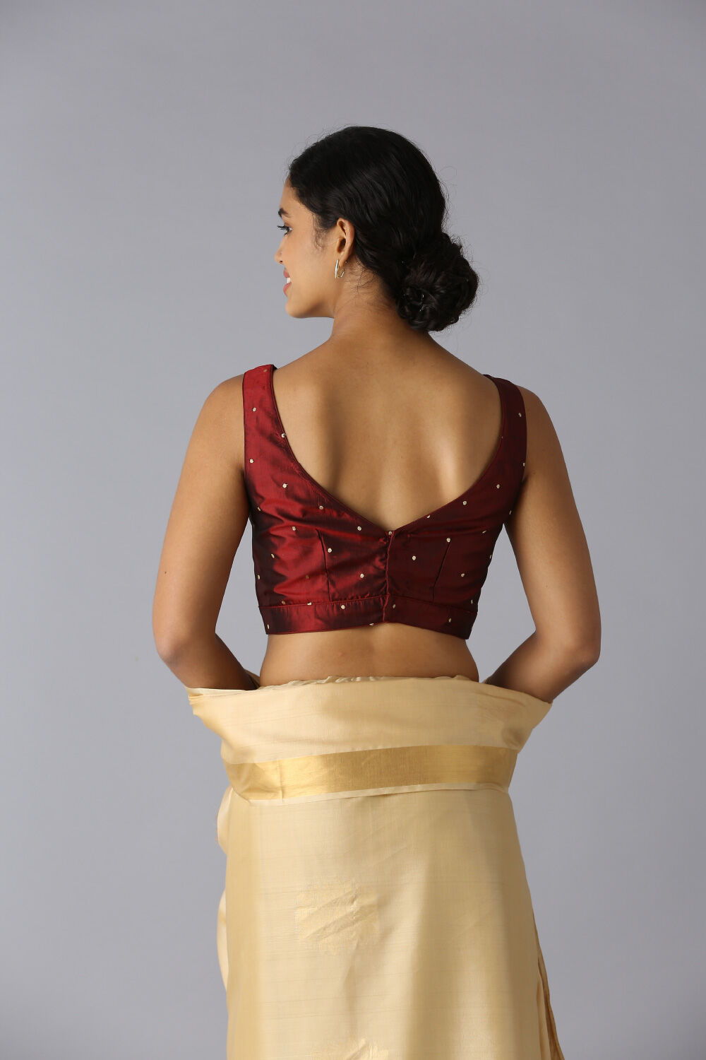 Dark Red Silk Brocade Blouse image number null