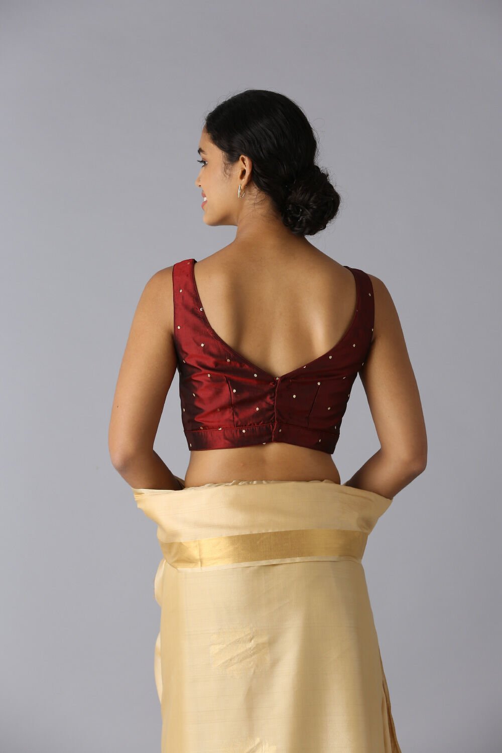 Dark Red Silk Brocade Blouse image number null