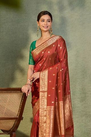 Light Violet Woven Pure Silk Cotton Maheshwari Saree image number