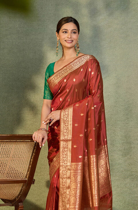 Light Violet Woven Pure Silk Cotton Maheshwari Saree