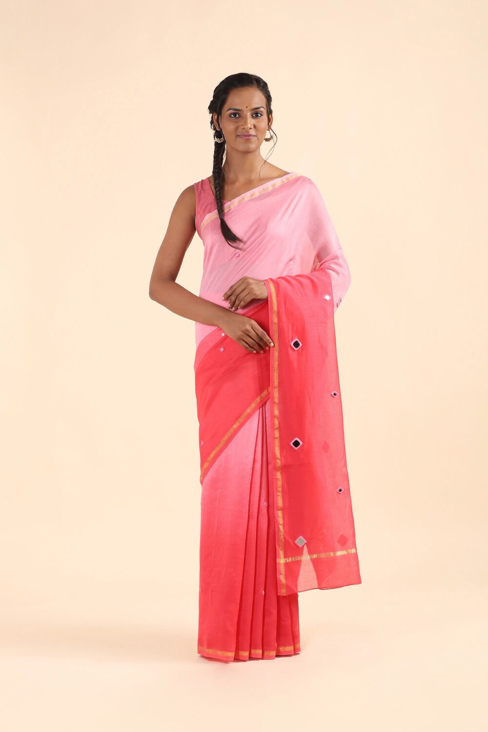 Light Pink Pure Silk Cotton Embroidered Saree image number null