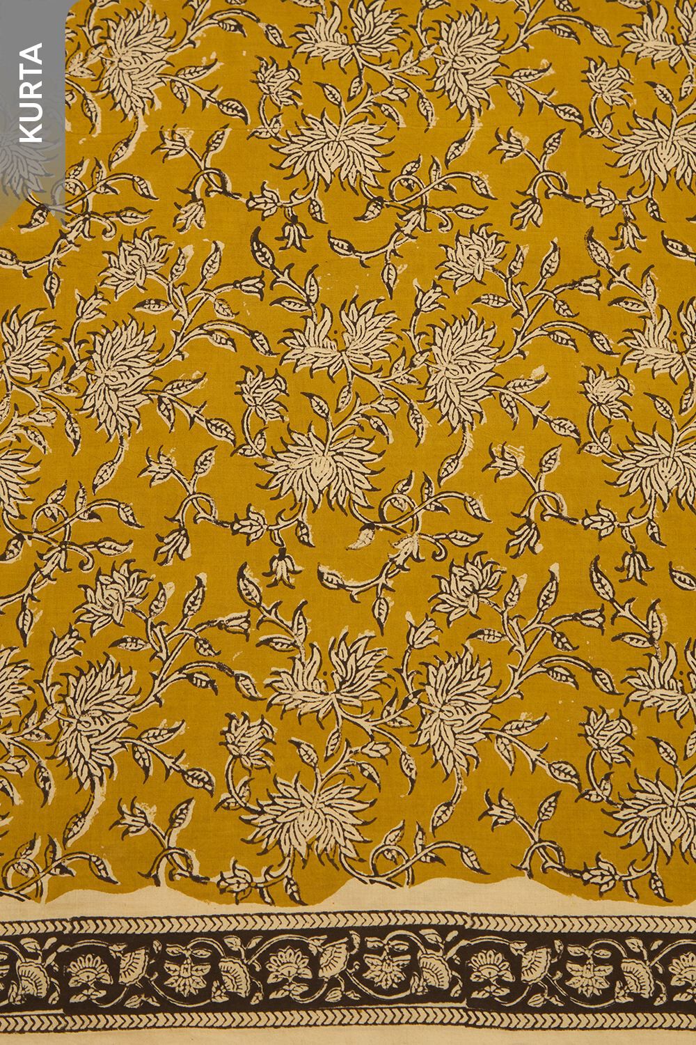 Dark Yellow Bagru Block Printed Pure Cotton Unstitched Suit Set image number null