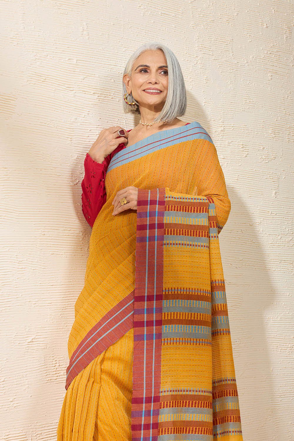 Yellow Woven Pure Cotton Bengal Saree image number null