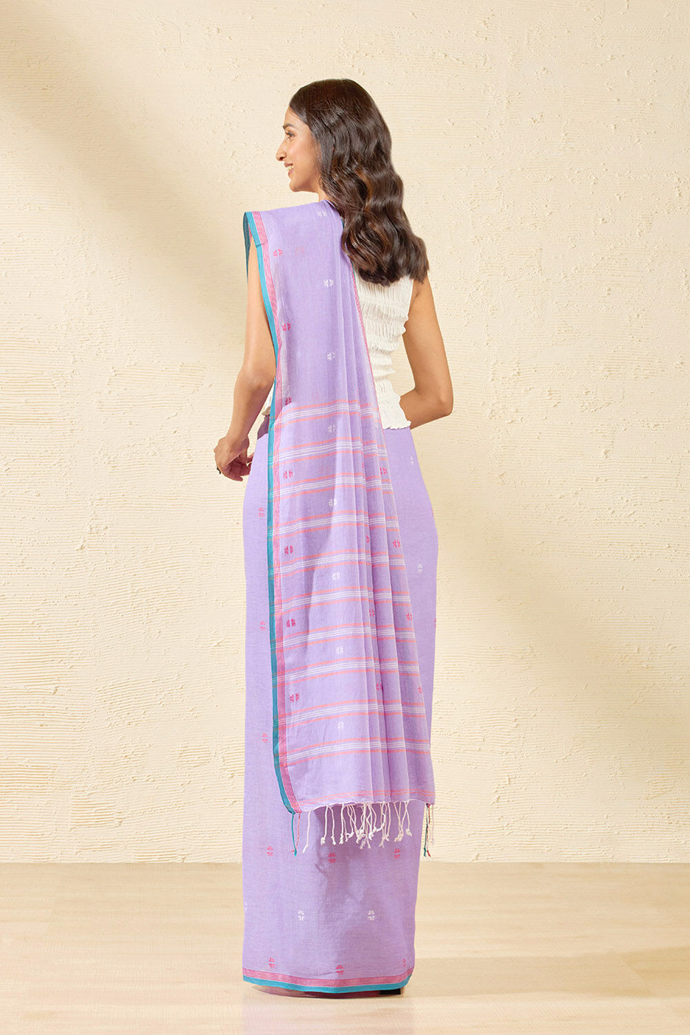 Violet Bengal Pure Cotton Jamdani Saree image number null