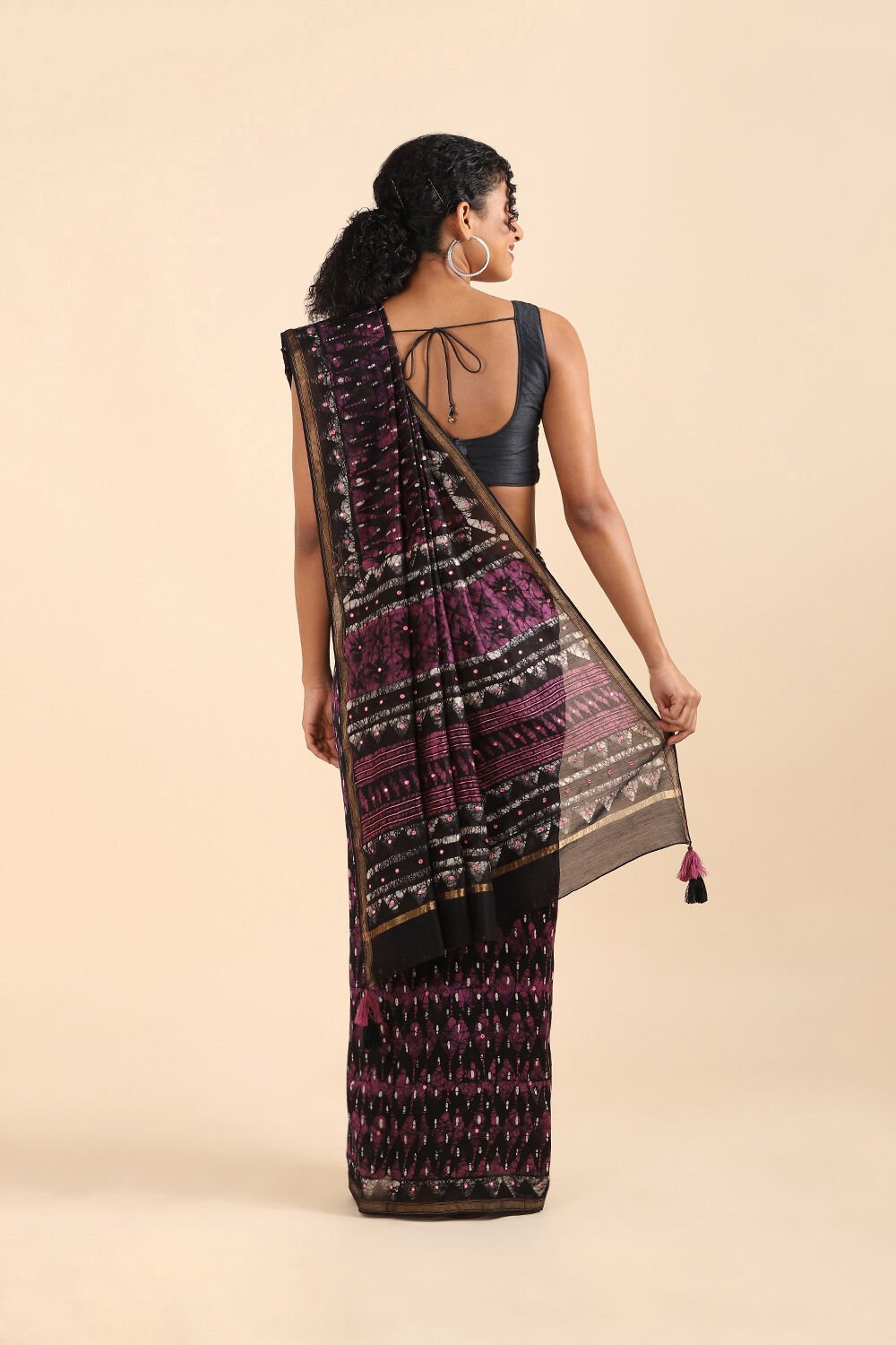 Purple Pure Silk Cotton Chanderi Saree image number null