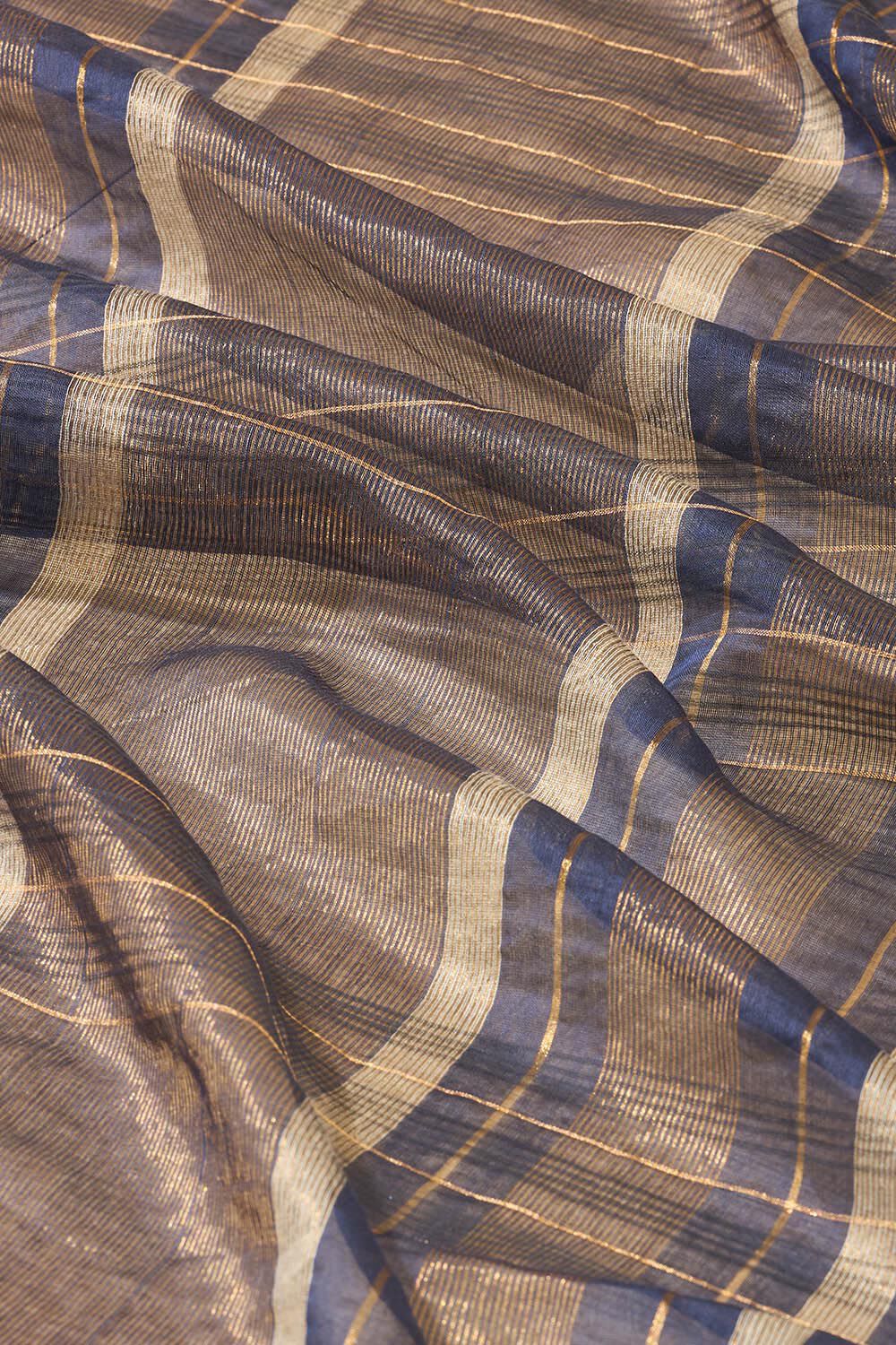 Dark Blue Bhagalpur Woven Silk Viscose Saree image number null