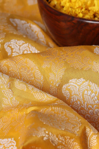 Yellow Pure Silk Kadwa Banarasi Saree thumbnail image number null