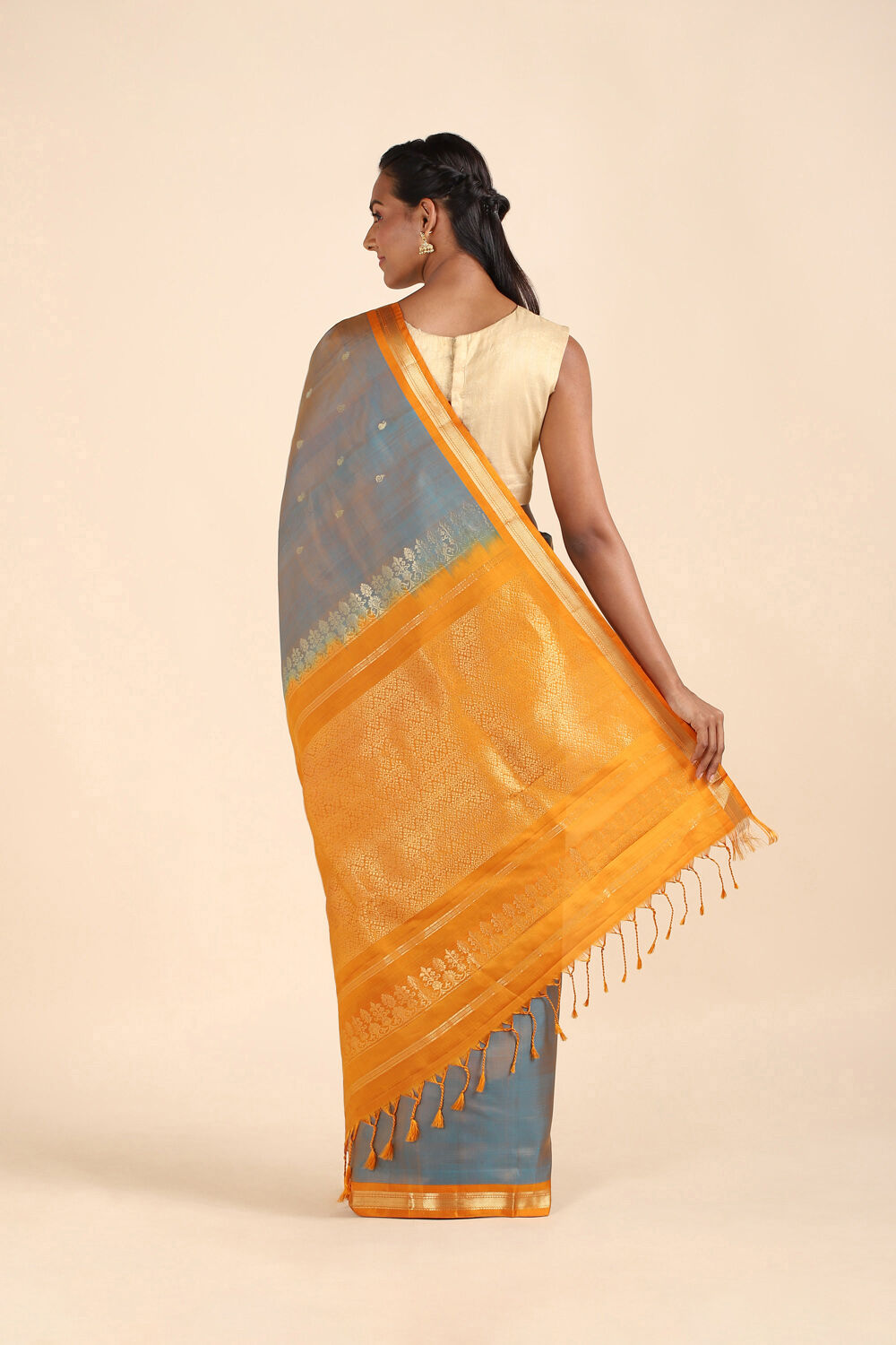 Blue Pure Silk Kanjivaram inspired Saree image number null