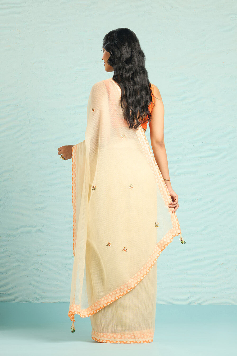 Beige Pure Kota Embroidered Saree image number null