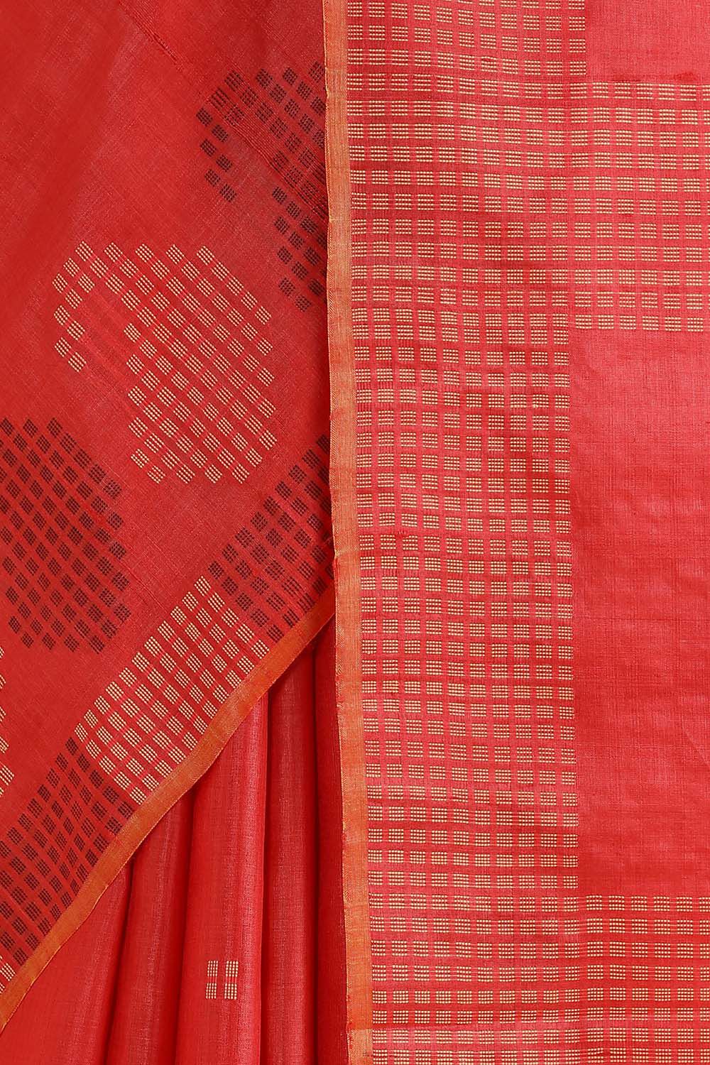Red Pure Tussar Woven Saree image number null
