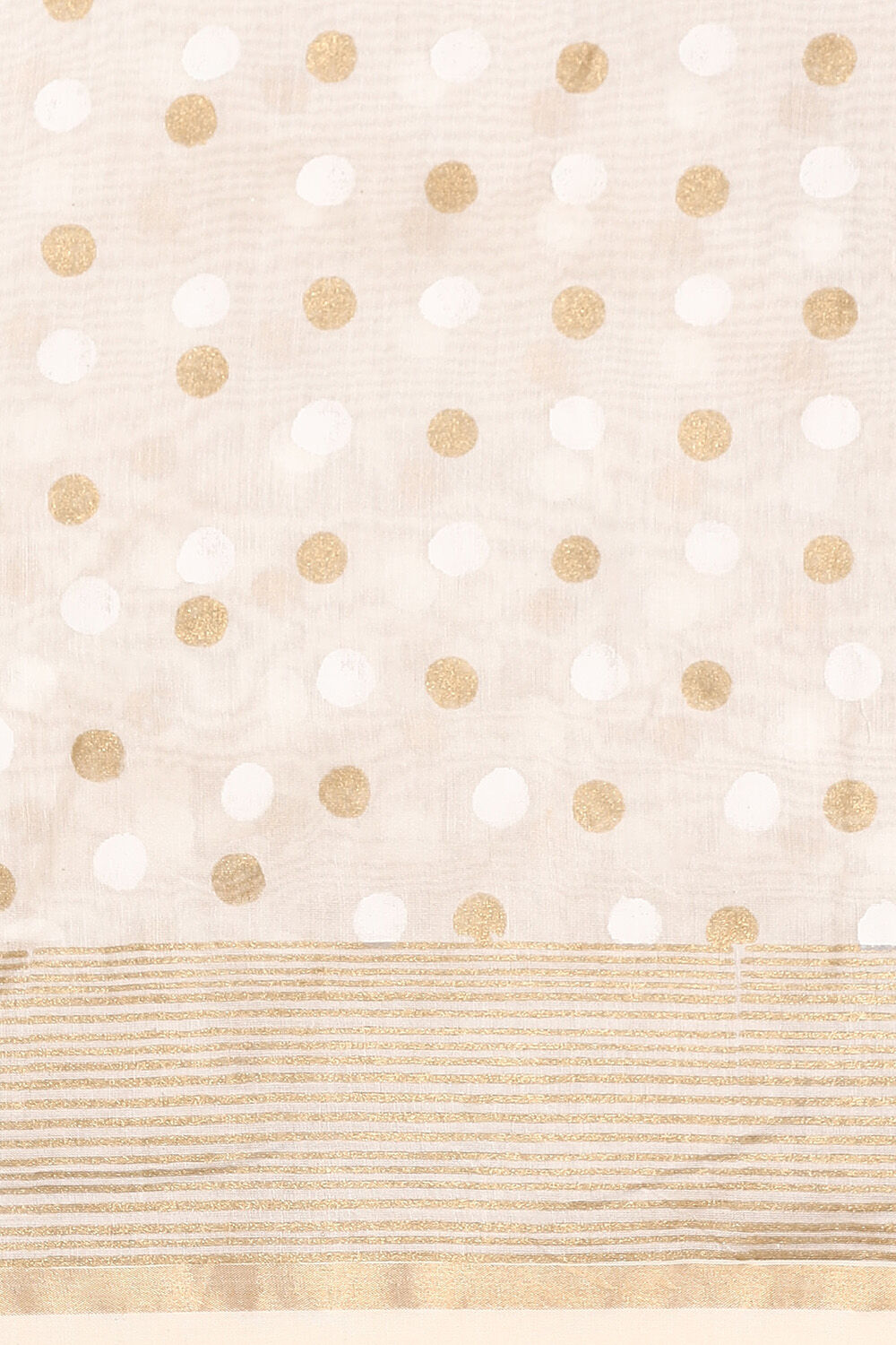Off White Pure Silk Cotton Hand Printed Saree image number null