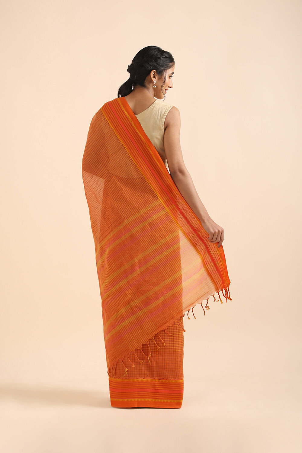 Orange Pure Cotton Naranyanpet Saree image number null