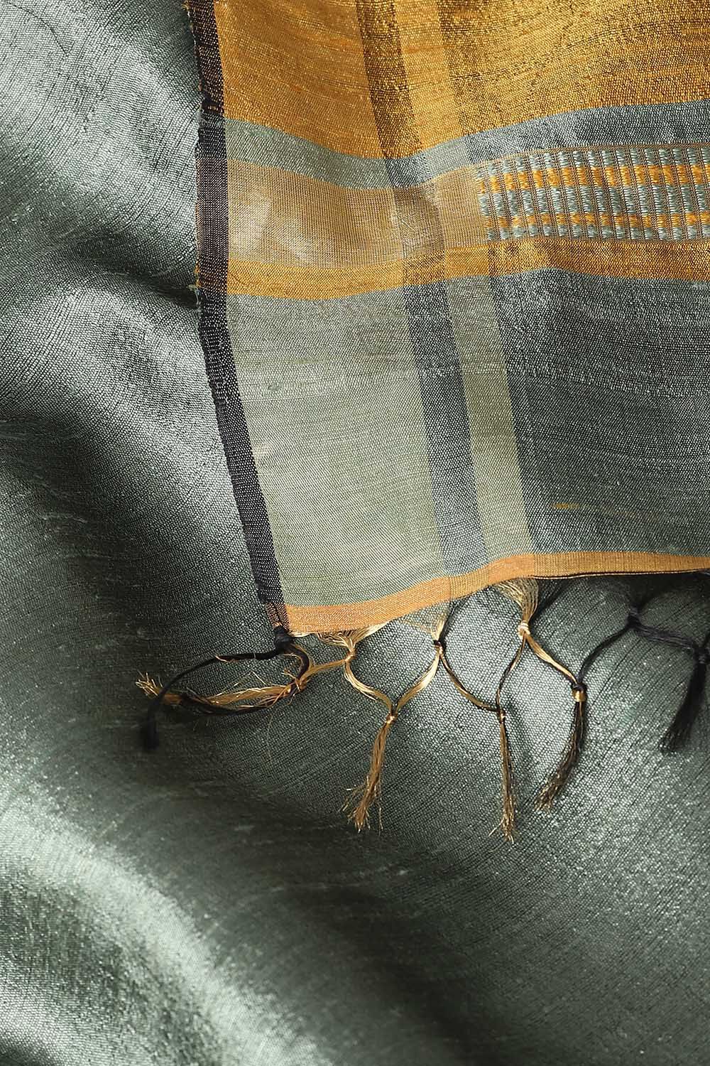 Light Green Pure Tussar Silk Bhagalpuri Saree image number null