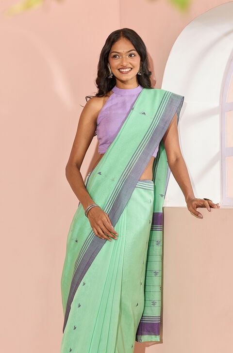 Light Green Woven Pure Silk Cotton Chanderi Saree