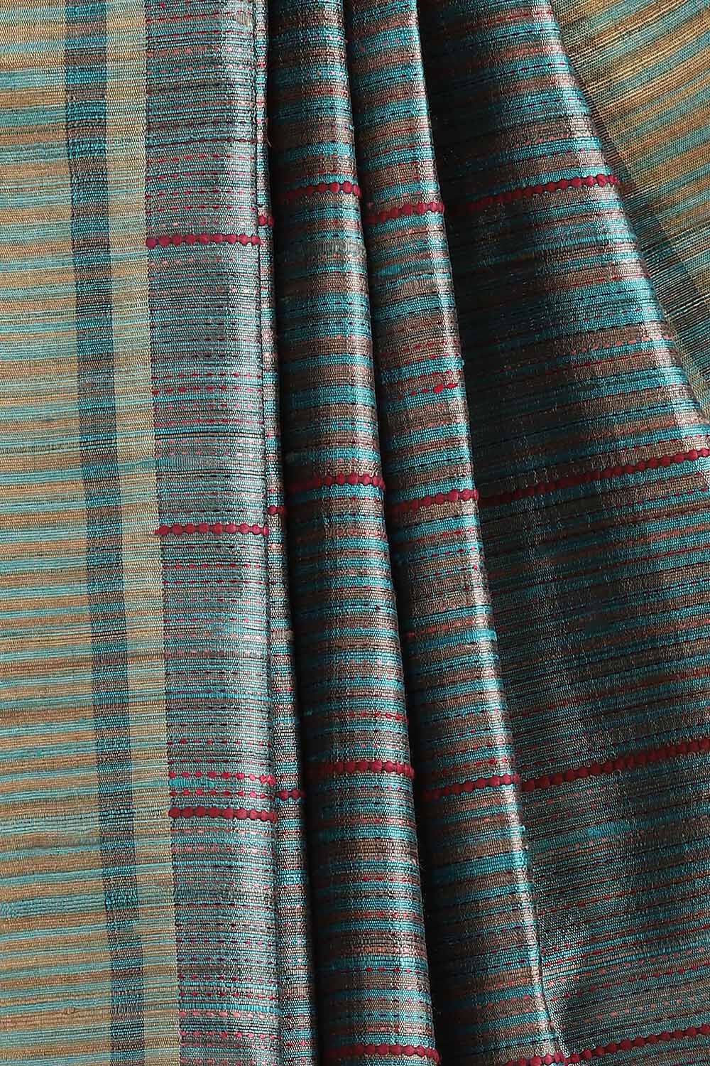 Light Green Pure Tussar Silk Tie and Dye Saree image number null