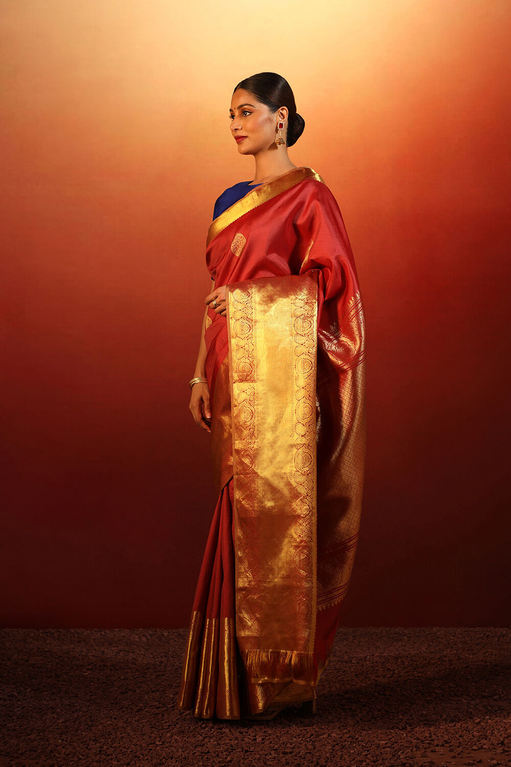 Red Woven Pure Silk Kanjivaram Saree image number null
