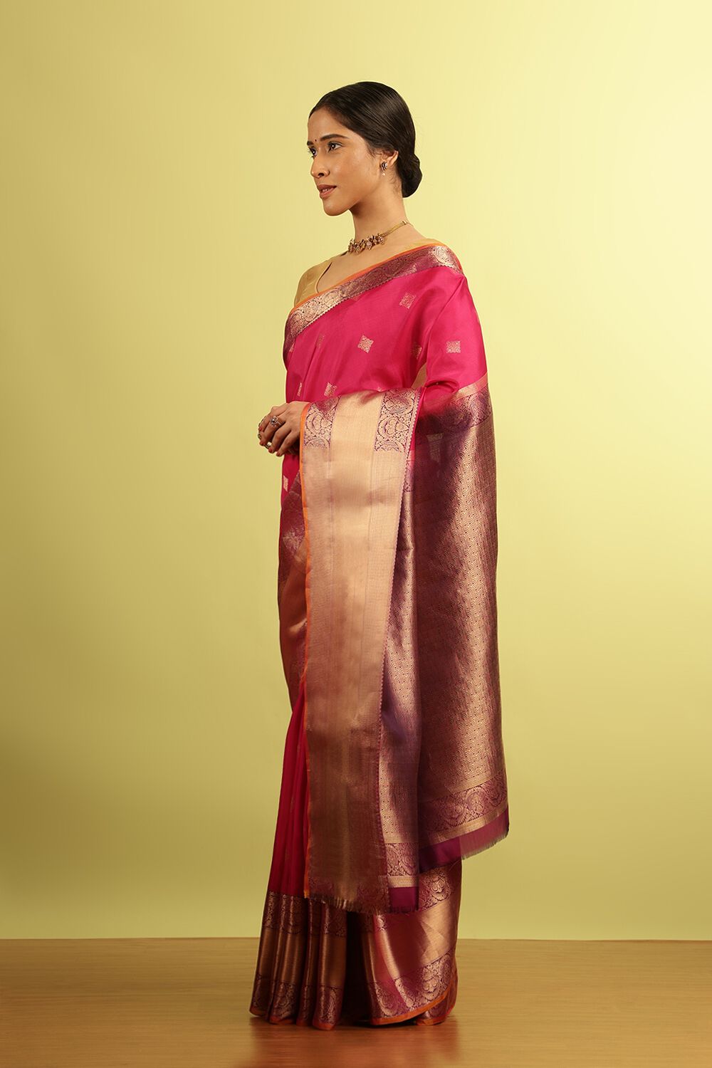 Pink Woven Silk Viscose Saree image number null