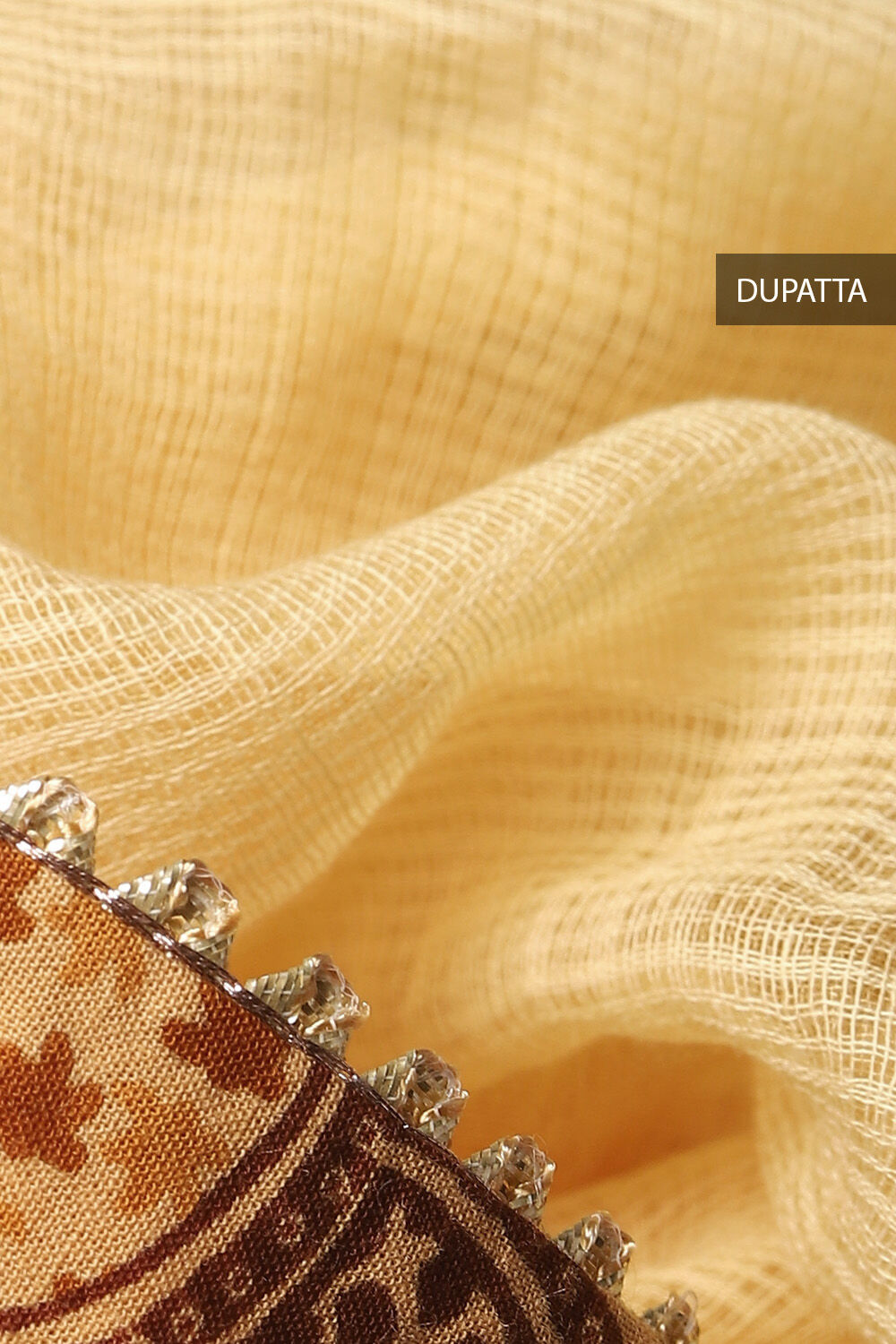 Beige Cotton Embroidered Unstitched Suit Set image number null
