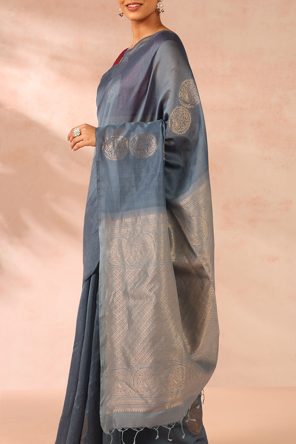 Dark Green Woven Pure Silk Cotton Saree image number null