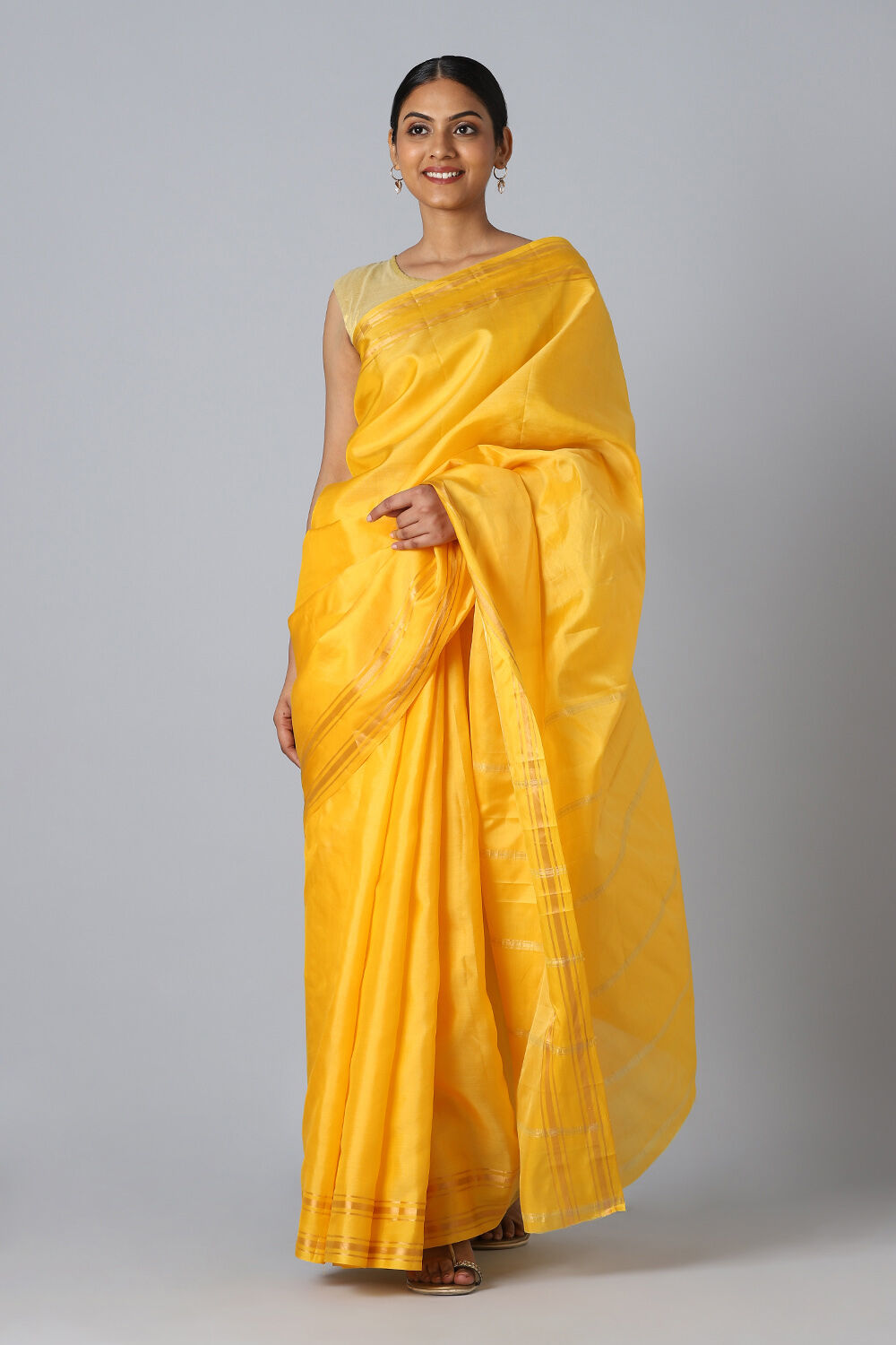 Yellow Pure Silk South Saree image number null