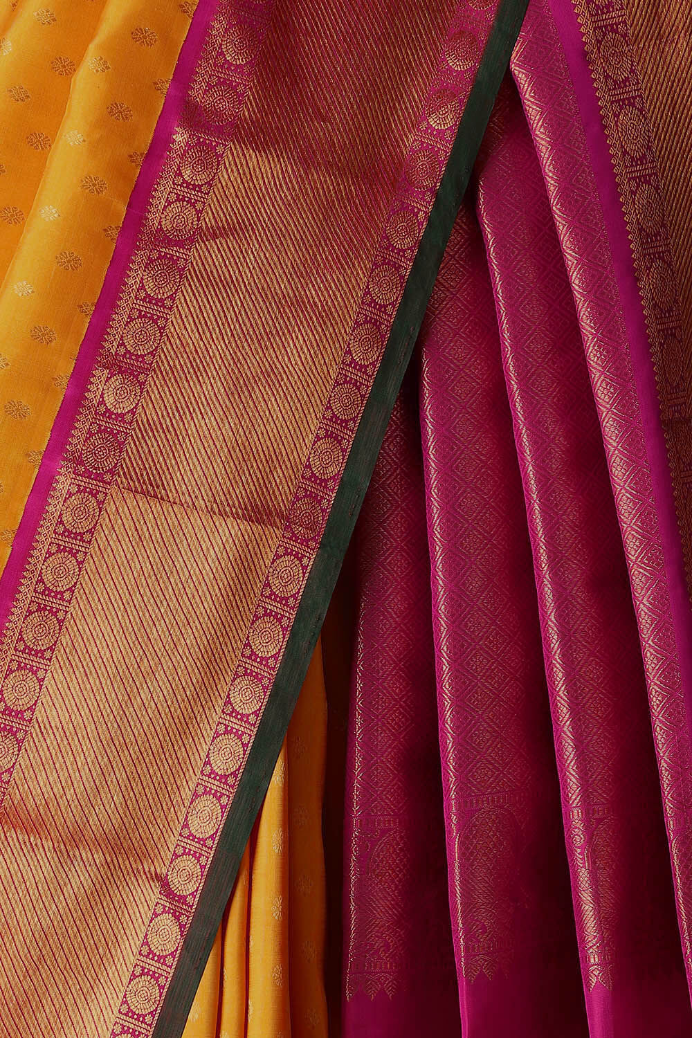 Yellow Pure Silk Kanjivaram Saree image number null