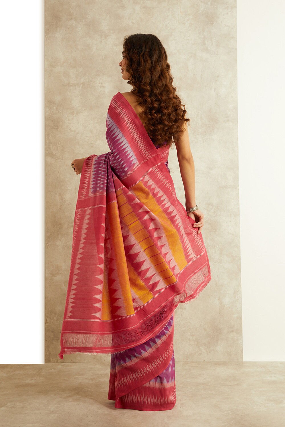 Violet Ikat Pure Cotton Pochampalli Saree image number null