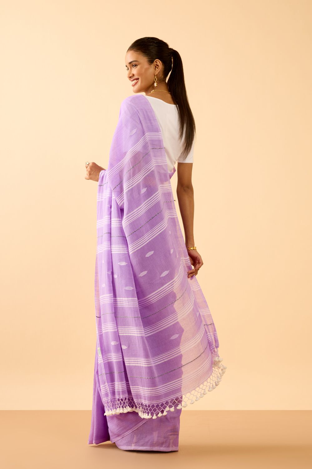 Light Violet Bengal Pure Cotton Jamdani Saree image number null