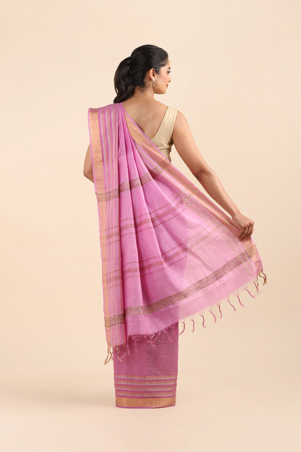 Pink Pure Silk Woven Saree image number null