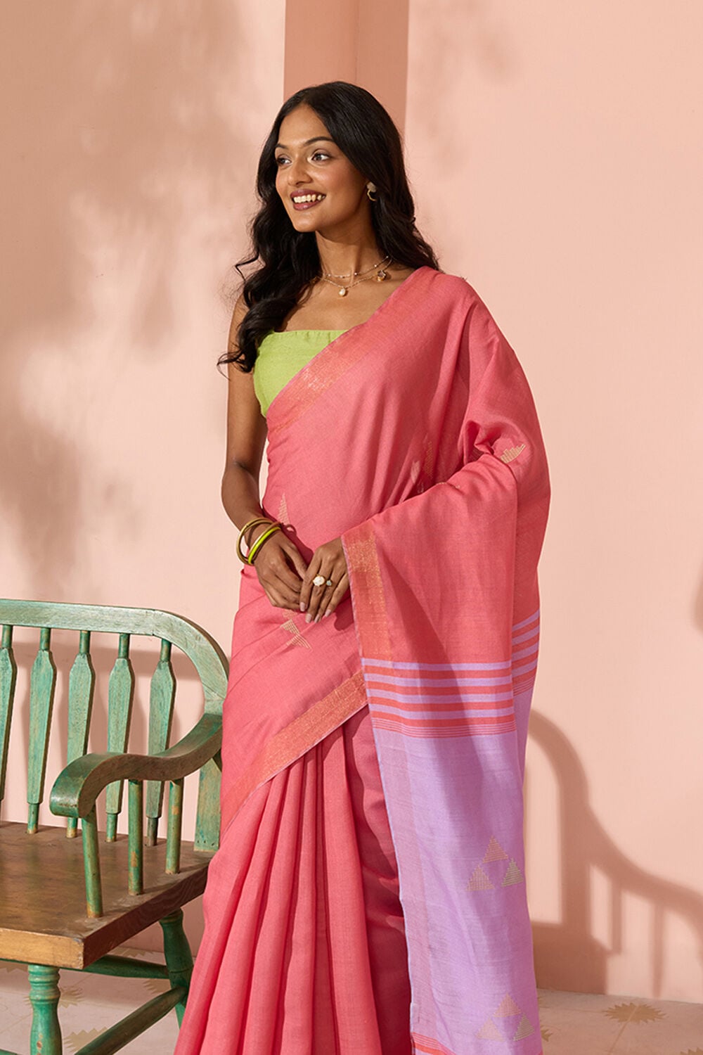 Light Red Woven Silk Viscose Bhagalpur Saree image number null